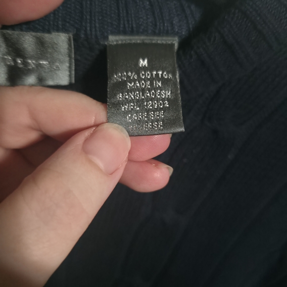 Oscar de la Renta Navy Cable Knit Crewneck Sweater - Picture 6 of 7